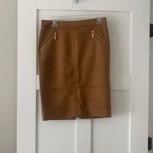 Brown Suede Pencil Skirt